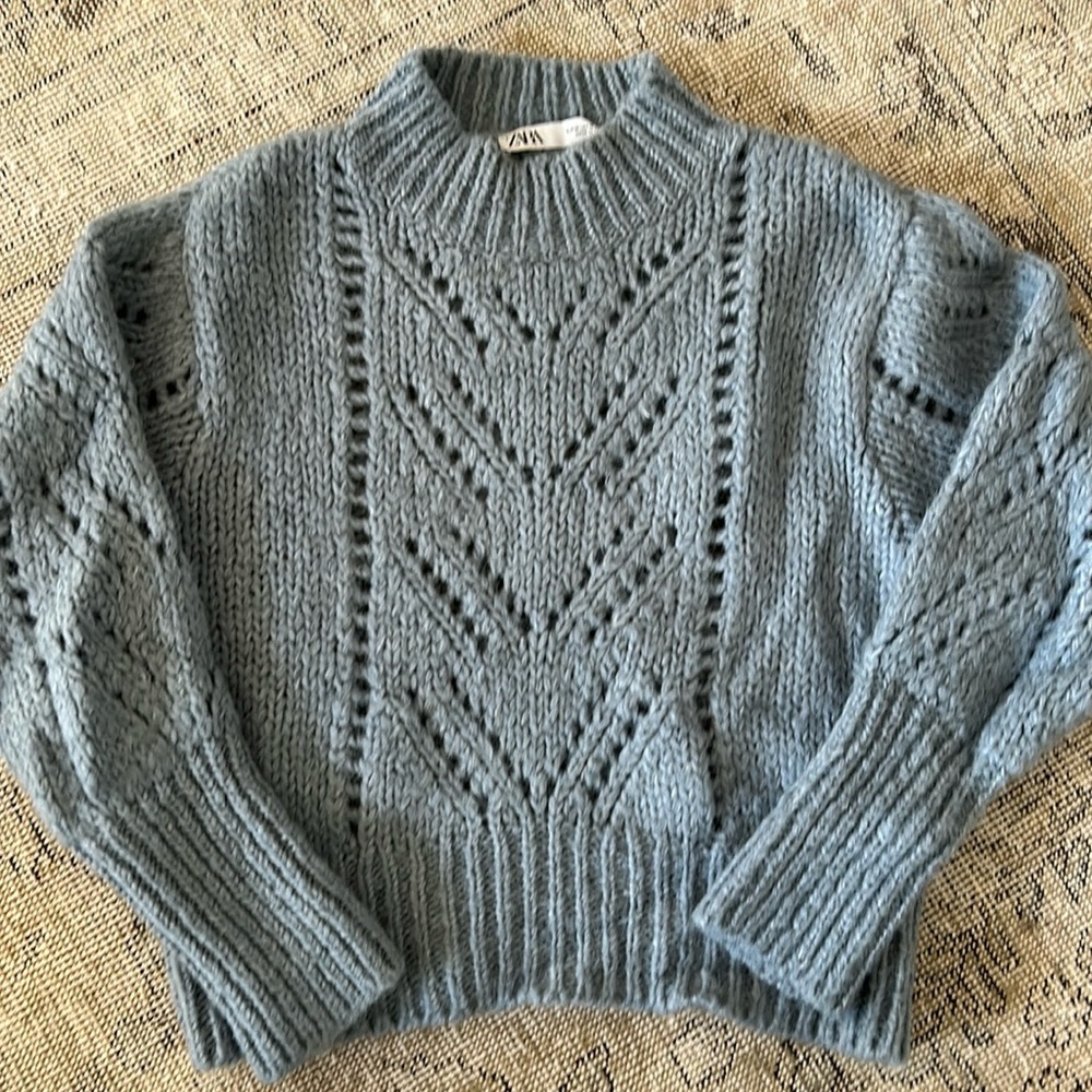 Zara blue/grey turtleneck sweater in fair condition